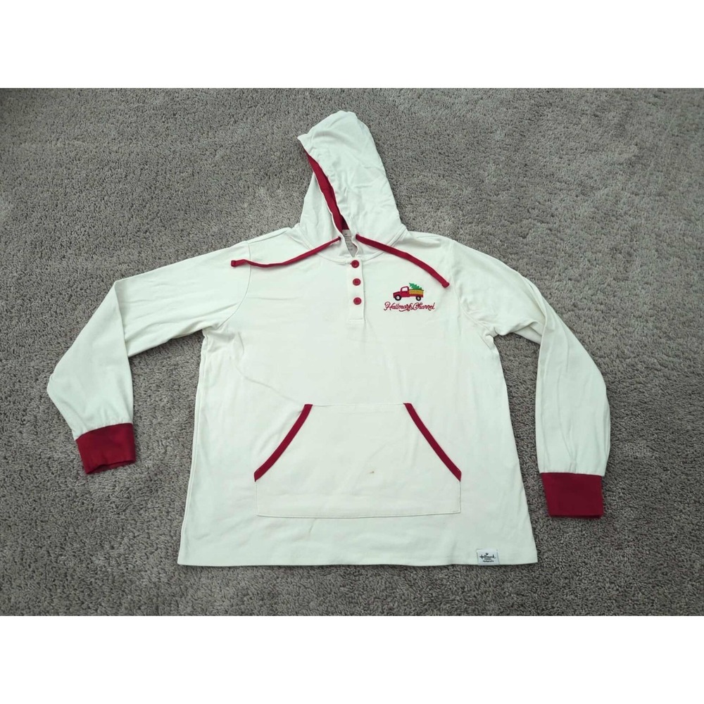 Hallmark Channel Movie Watching Hoodie Womens XL Pickup Truck Christmas Tree
